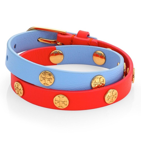 🎉 HP 🎉 🆕 Tory Burch Double Wrap Logo Stud Bracelet - Picture 7 of 7